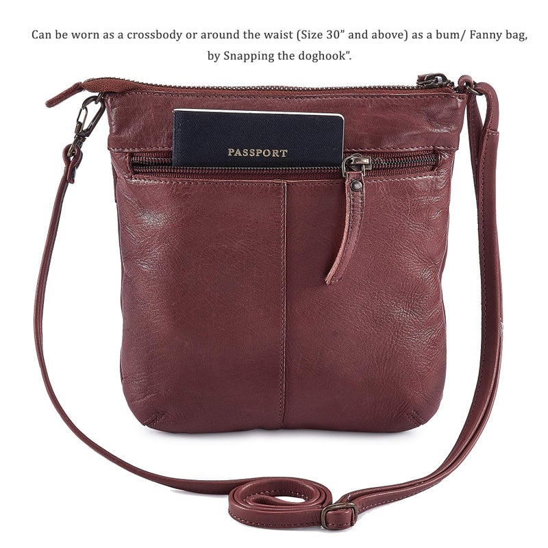 Cochoa Crossbody Sling Bag for Women Small Real Leather Purse Vintage Travel Crossover Shoulder Bag Handmade (Oxblood Washed Vintage) - Image 5